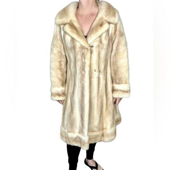MINK FUR COAT Cream Teddy Jacket 3/4 link gorgeous, great condition mob wife - Picture 2 of 12